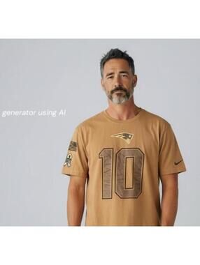 The Nike Tee New England Patriots Mac Jones #10 T-Shirt Military Tribute Medium